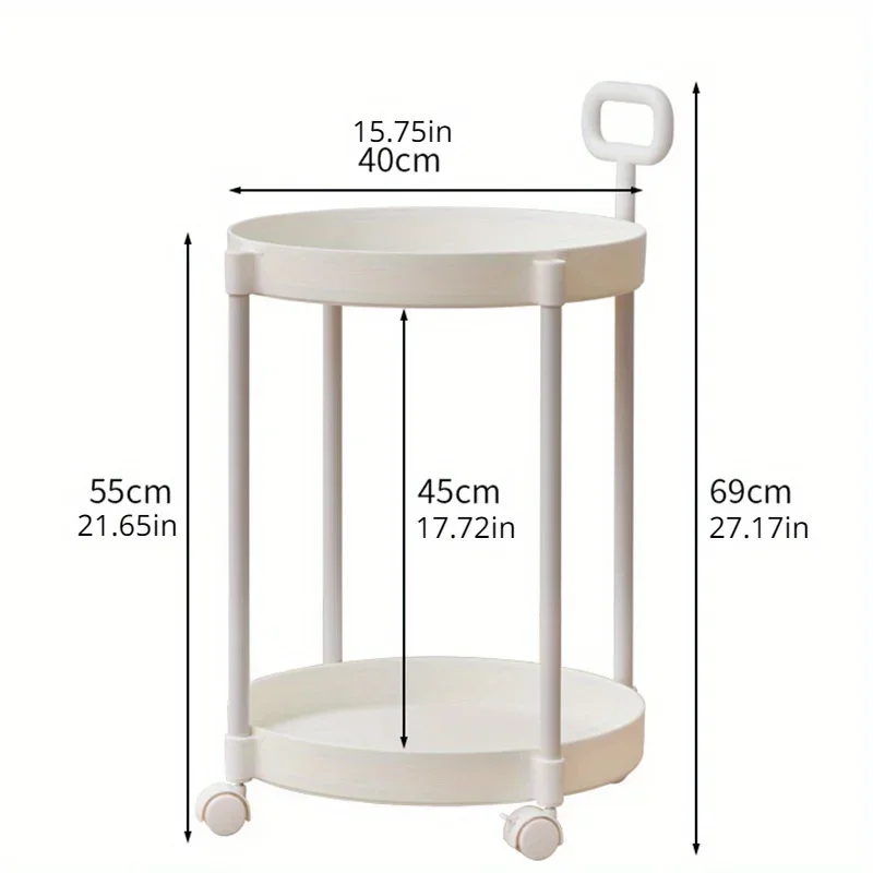 Aetherelle - 2-Laagse Bijzettafel op Wielen met Handvat - Image 5