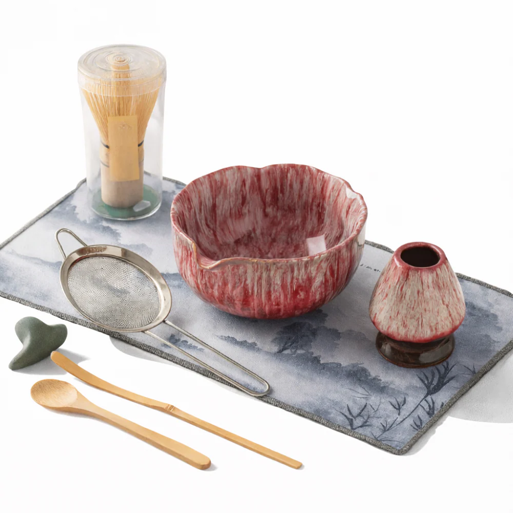 Aikoren – 8 Delige Matcha Theeset met Handgemaakte Keramische Kom 550ml - Image 13