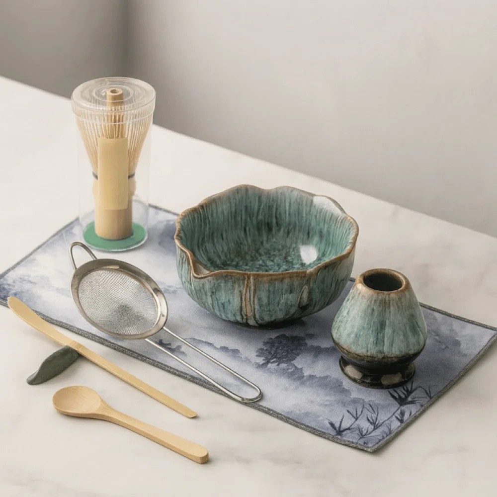 Aikoren – 8 Delige Matcha Theeset met Handgemaakte Keramische Kom 550ml - Image 3