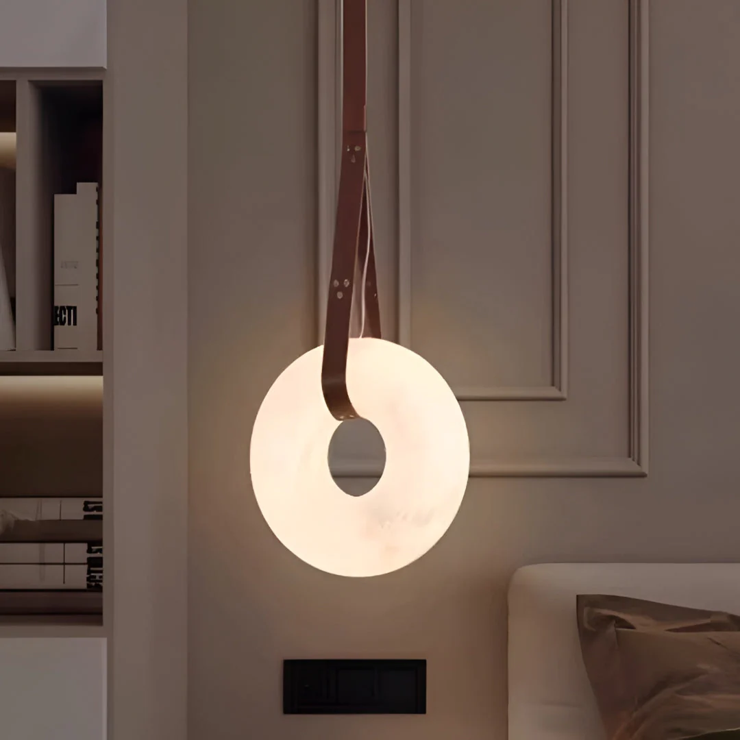Alavian – Alabaster Leren Hanglamp - Image 2