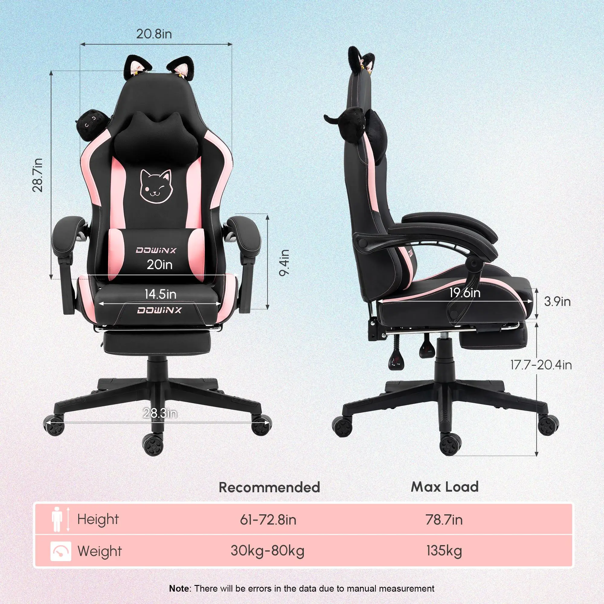 Altara - Gamingstoel met Kattenoren Lendensteun Voetsteun en Hoofdsteun - Image 6