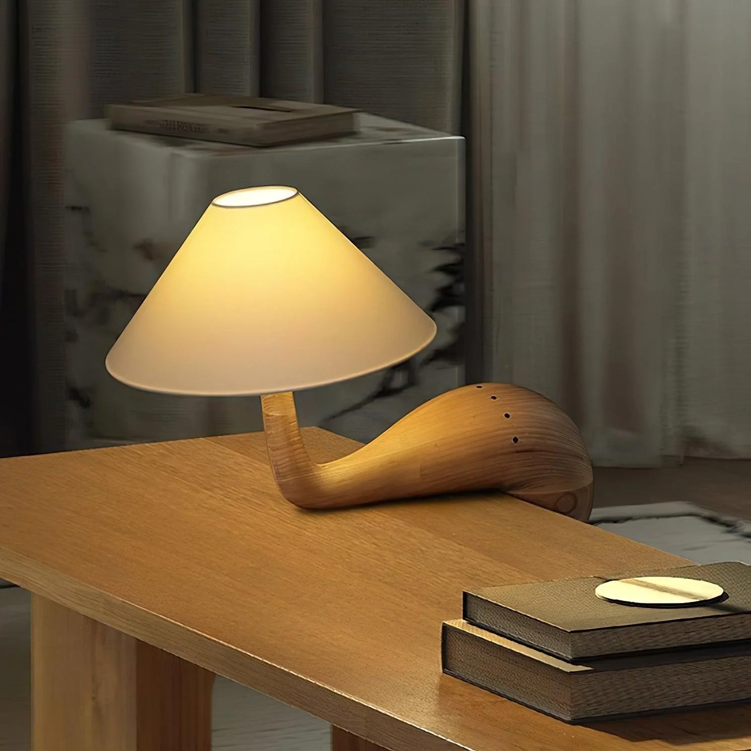 Aluneth – Houten Tafellamp met Laagprofiel en Minimalistisch Ontwerp - Image 12
