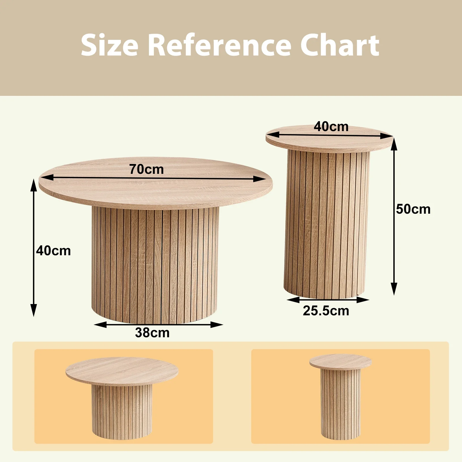 Arvellonn - Ronde Nestbare Salontafel Set 2 Delig 70cm 40cm - Image 8