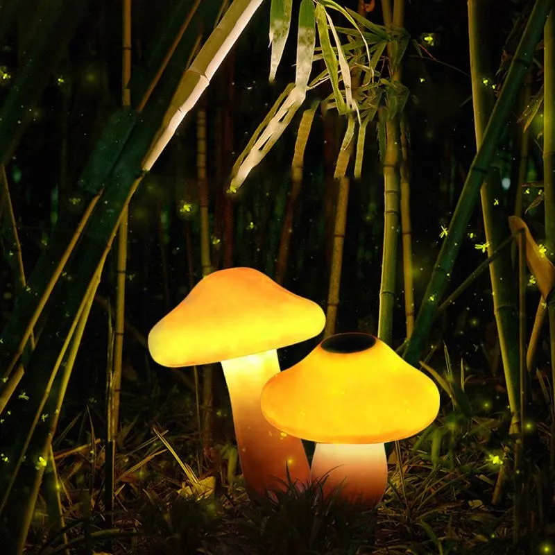 Auravon – LED Tuinlamp Set Paddenstoel Oranje Hars - Image 4