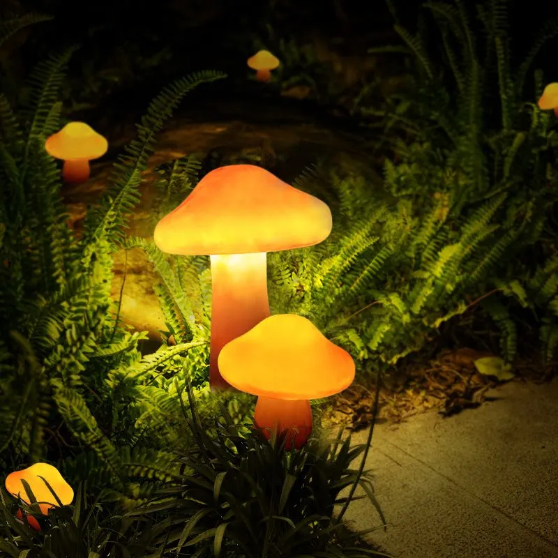 Auravon – LED Tuinlamp Set Paddenstoel Oranje Hars - Image 5