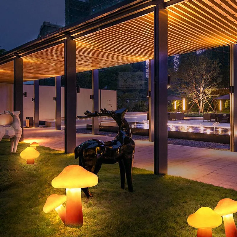 Auravon – LED Tuinlamp Set Paddenstoel Oranje Hars - Image 6