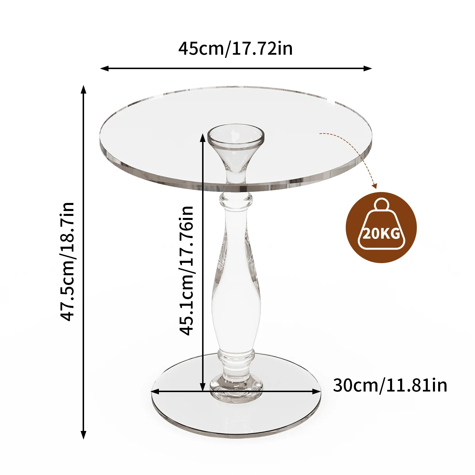 Aurelin - Ronde Transparante Acryl Bijzettafel Met Zuilvoet - Image 6