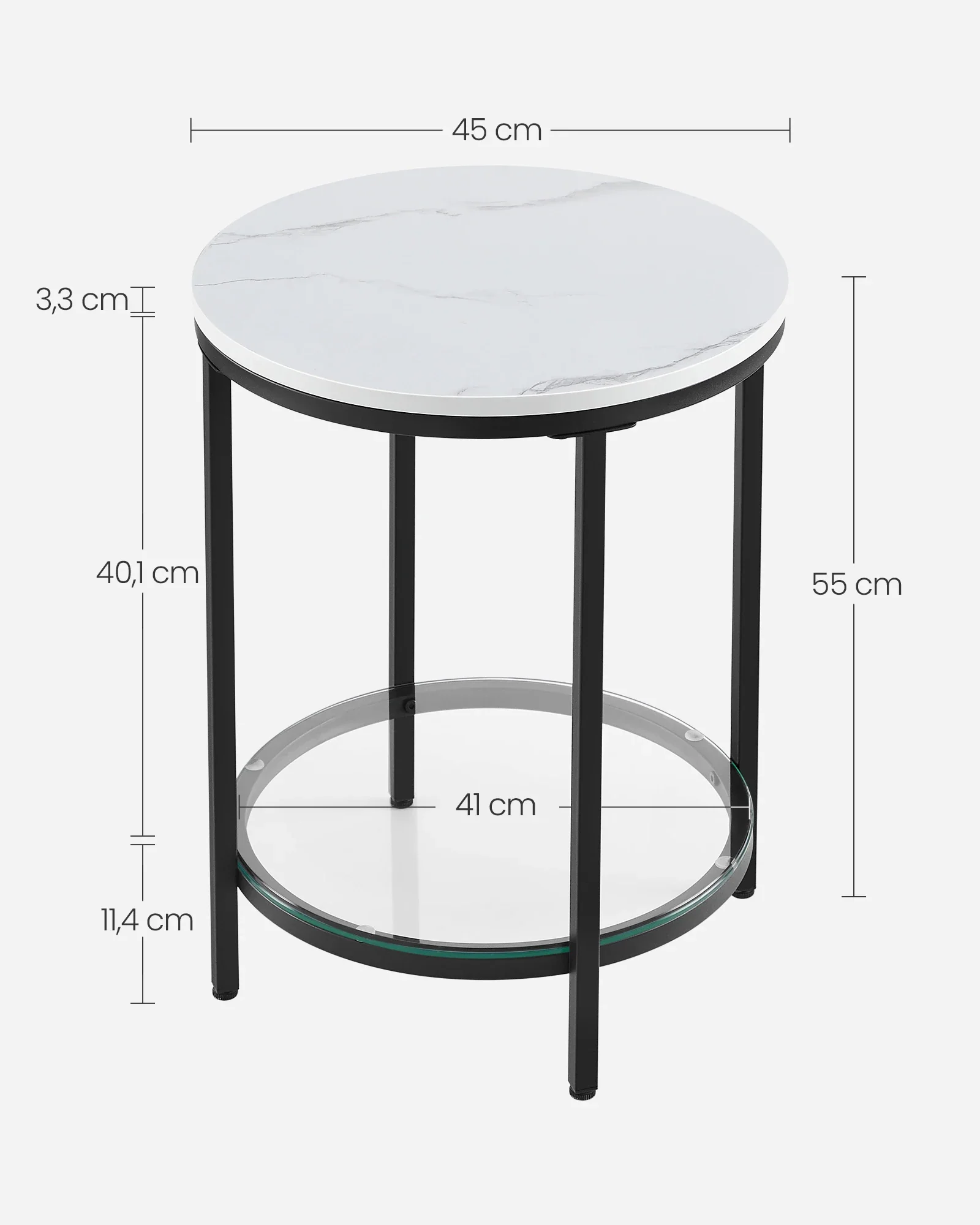 Aurephine - Glas Bijzettafel met Twee Niveaus Met Marmerlook - Image 5