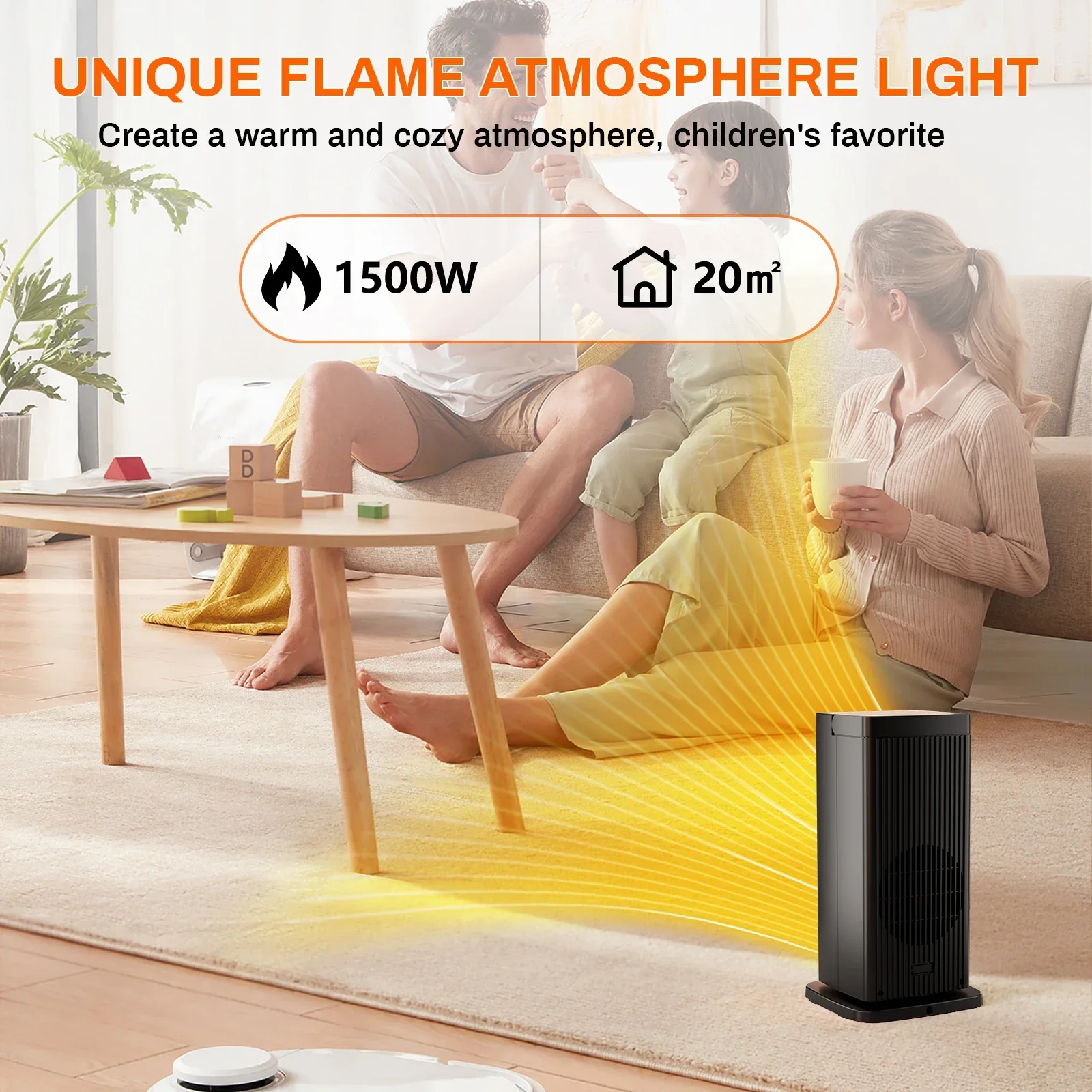 Belora - Elektrische Keramische Verwarmingsventilator 1500W met Thermostaat en Afstandsbediening - Image 3
