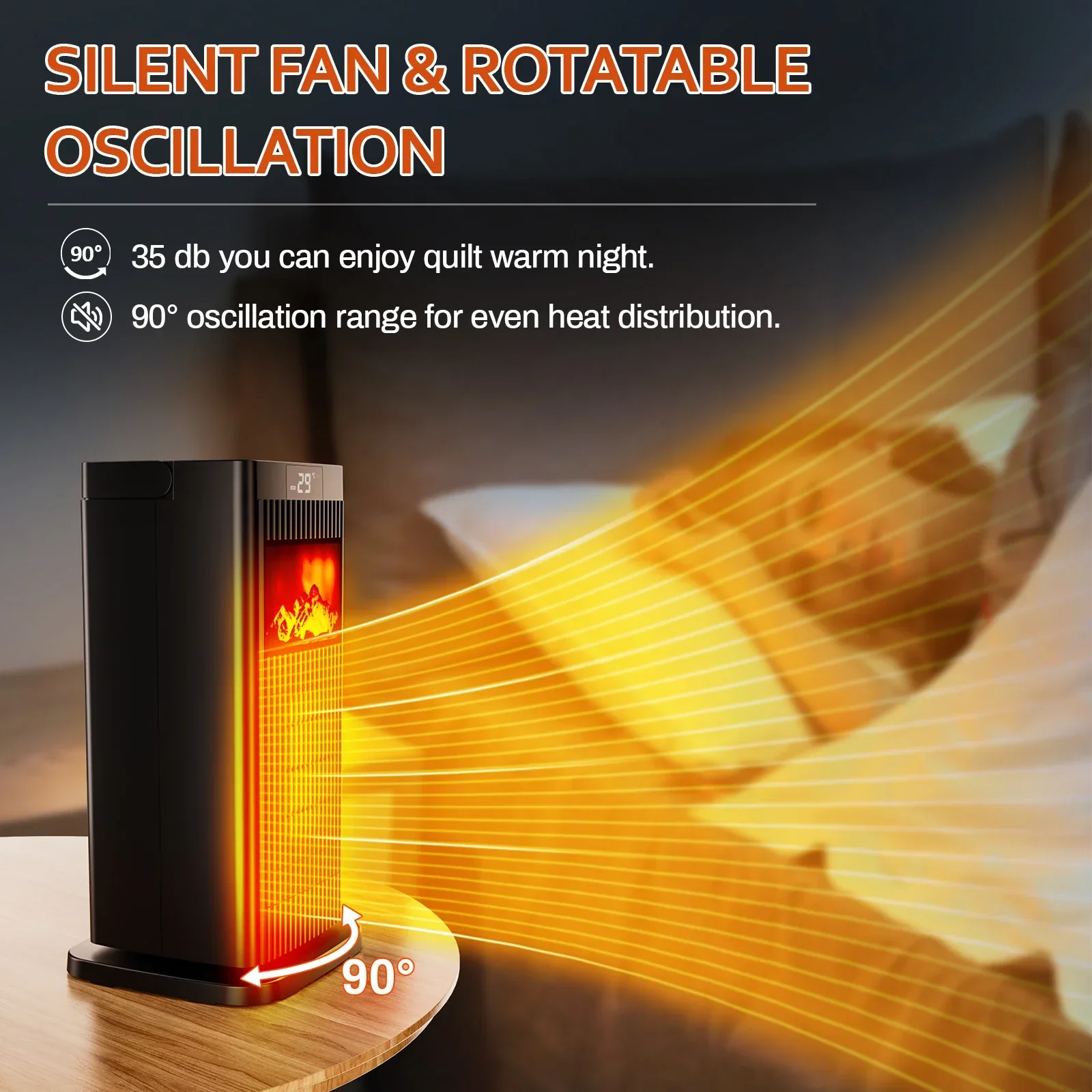 Belora - Elektrische Keramische Verwarmingsventilator 1500W met Thermostaat en Afstandsbediening - Image 6