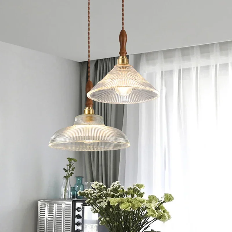 Braviont - Glazen Hanglamp Met Hout En Metaal E27