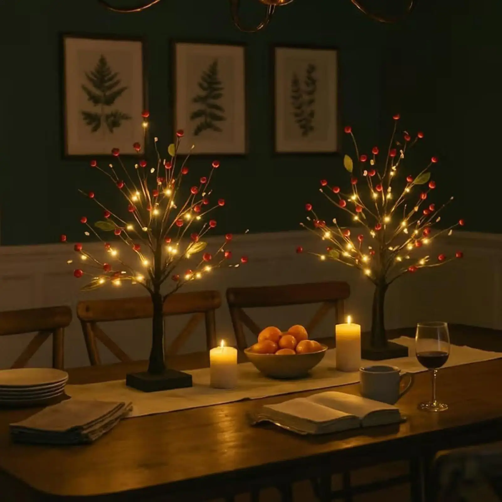 Briella – Verlichte Kerstboom met Rode Bessen voor Tafeldecoratie - Image 2