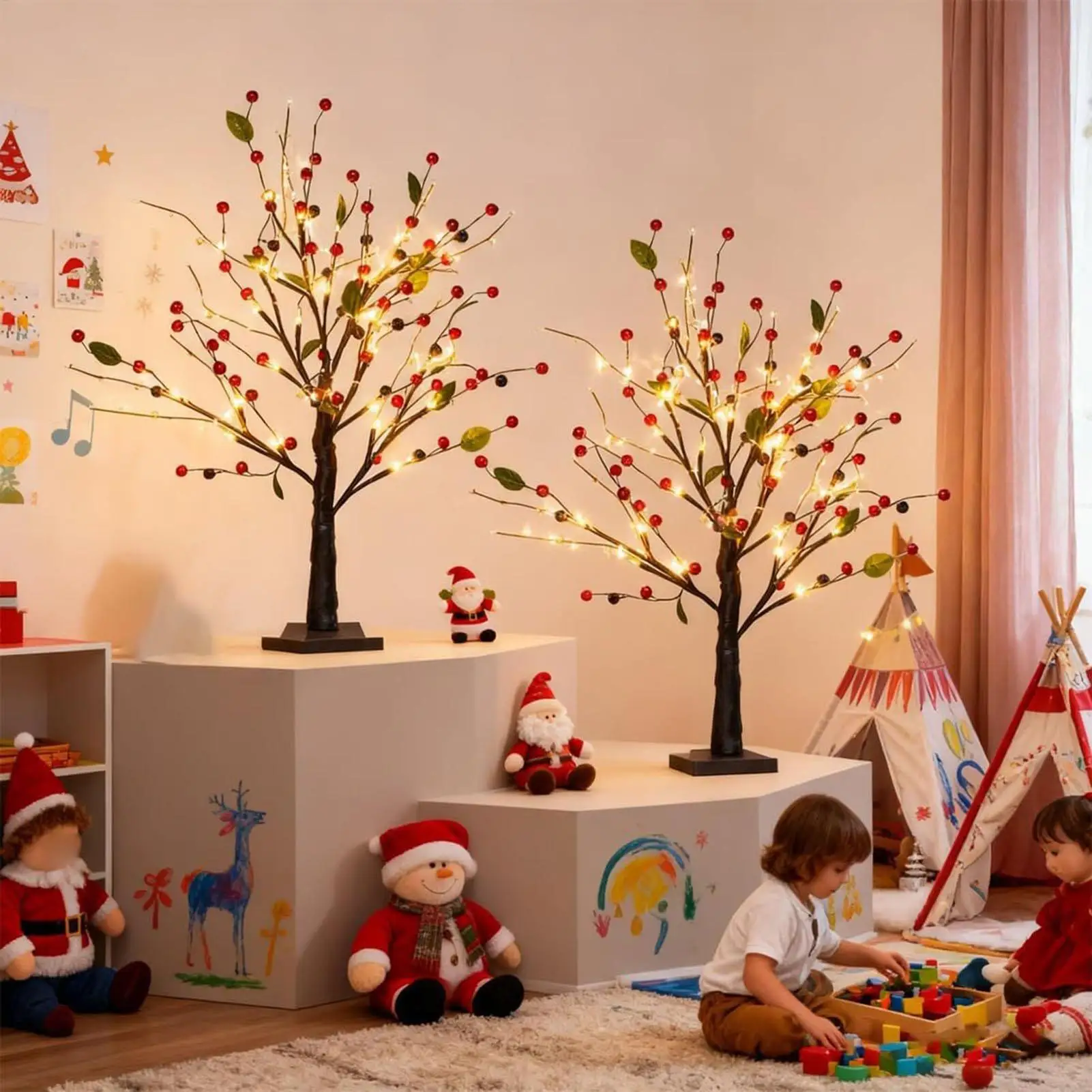 Briella – Verlichte Kerstboom met Rode Bessen voor Tafeldecoratie - Image 3