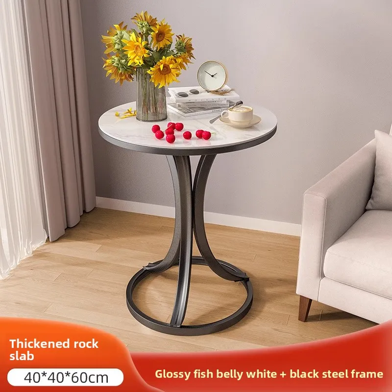 Cavero - Ronde Rock Slab Bijzettafel Voor Bank Of Bed