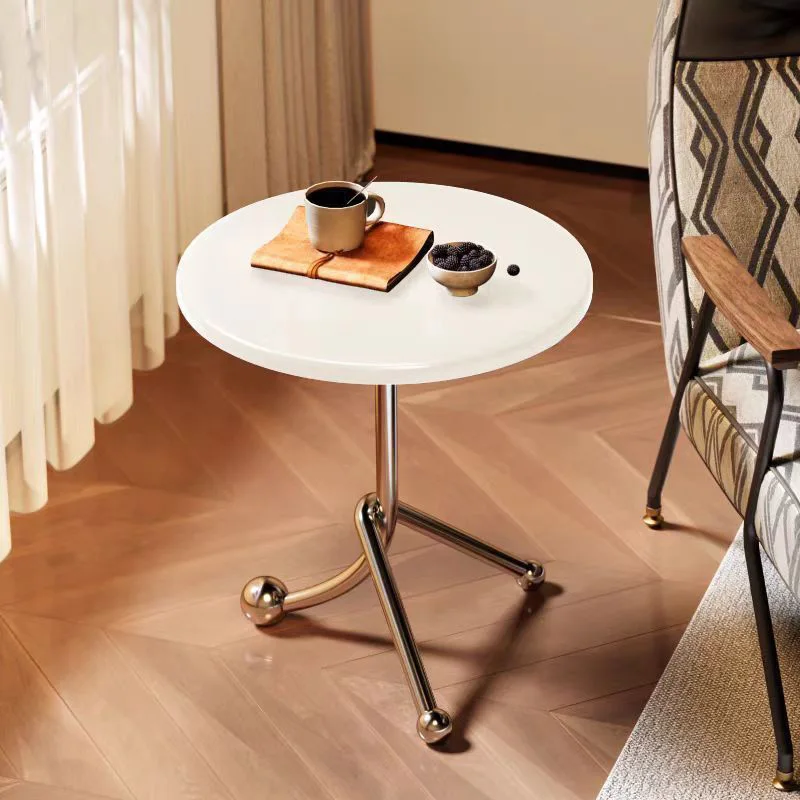 Caverox - Houten Ronde Bijzettafel Met RVS Poot - Image 3