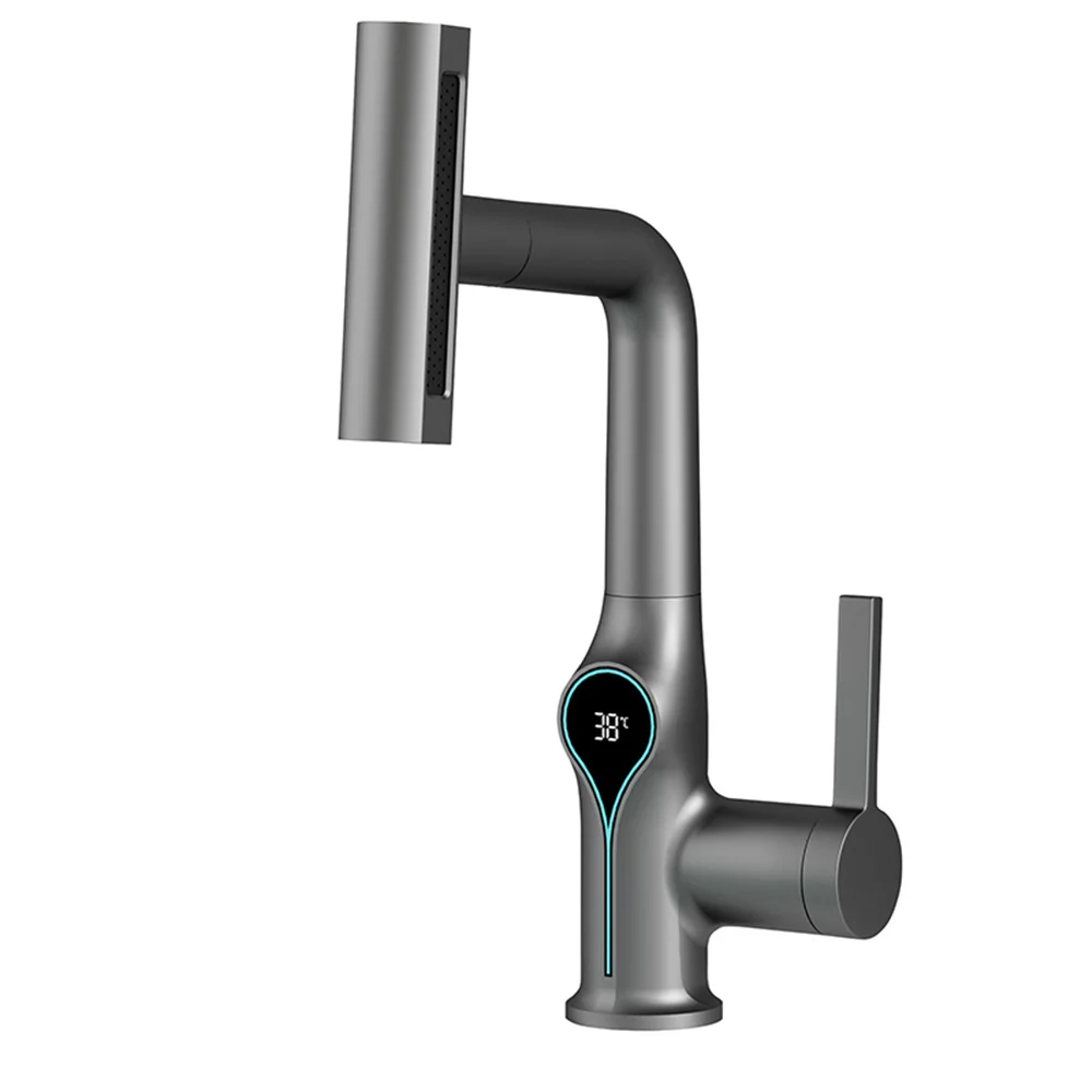 Celandra - Wastafelkraan met Watervalstraal Temperatuurweergave en Verstelbare Sproeier - Image 8