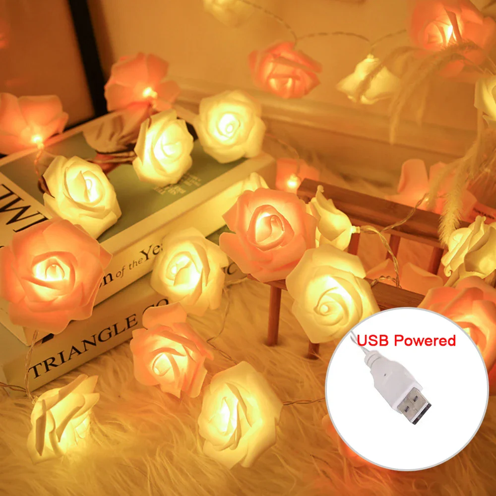 Cirellia – LED Rozenbloem Lichtslinger met USB of Batterijvoeding - Image 2