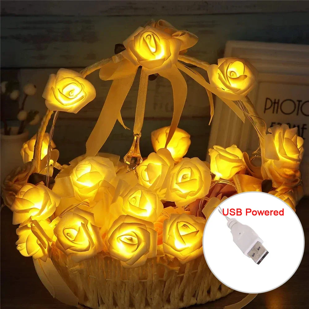 Cirellia – LED Rozenbloem Lichtslinger met USB of Batterijvoeding - Image 3