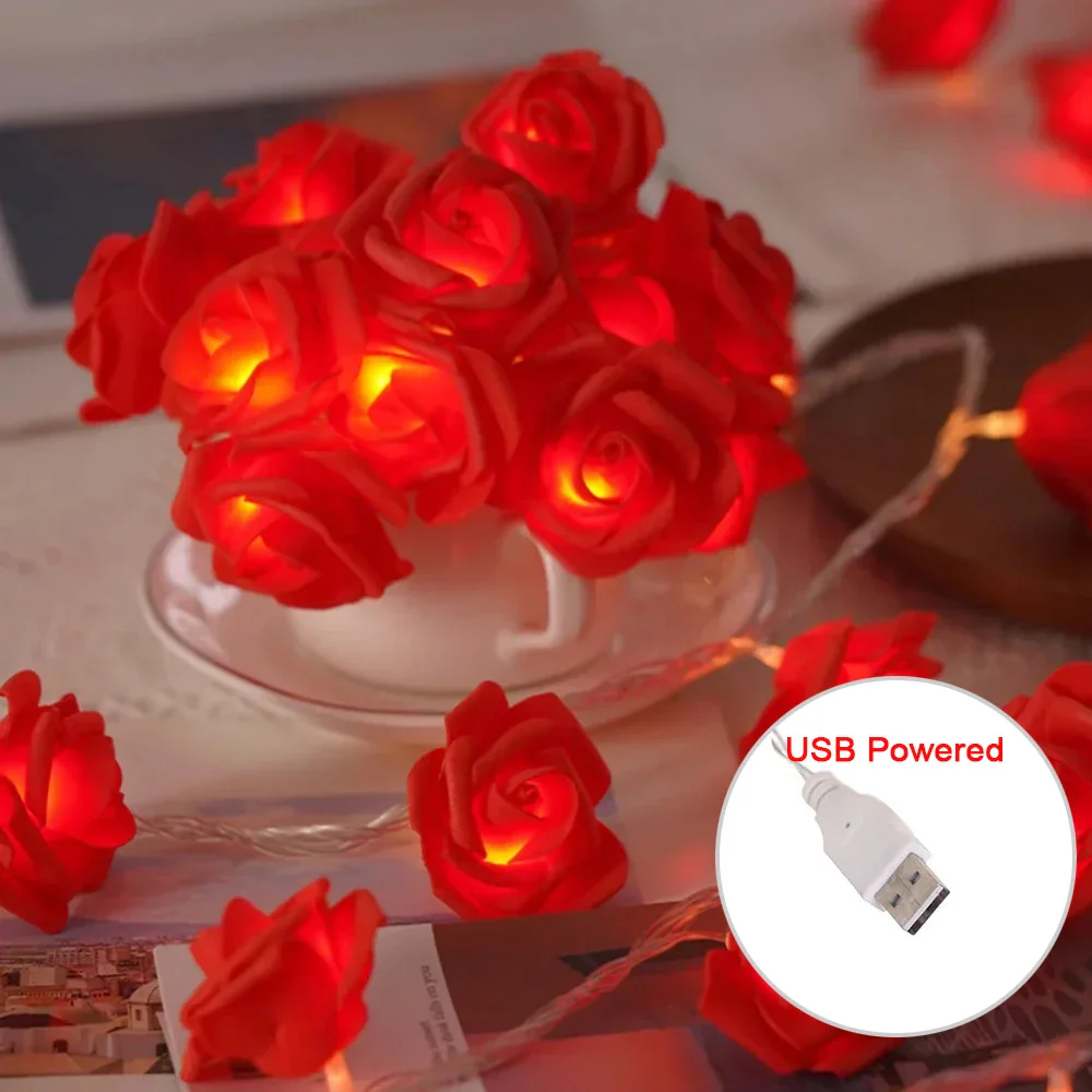 Cirellia – LED Rozenbloem Lichtslinger met USB of Batterijvoeding - Image 6