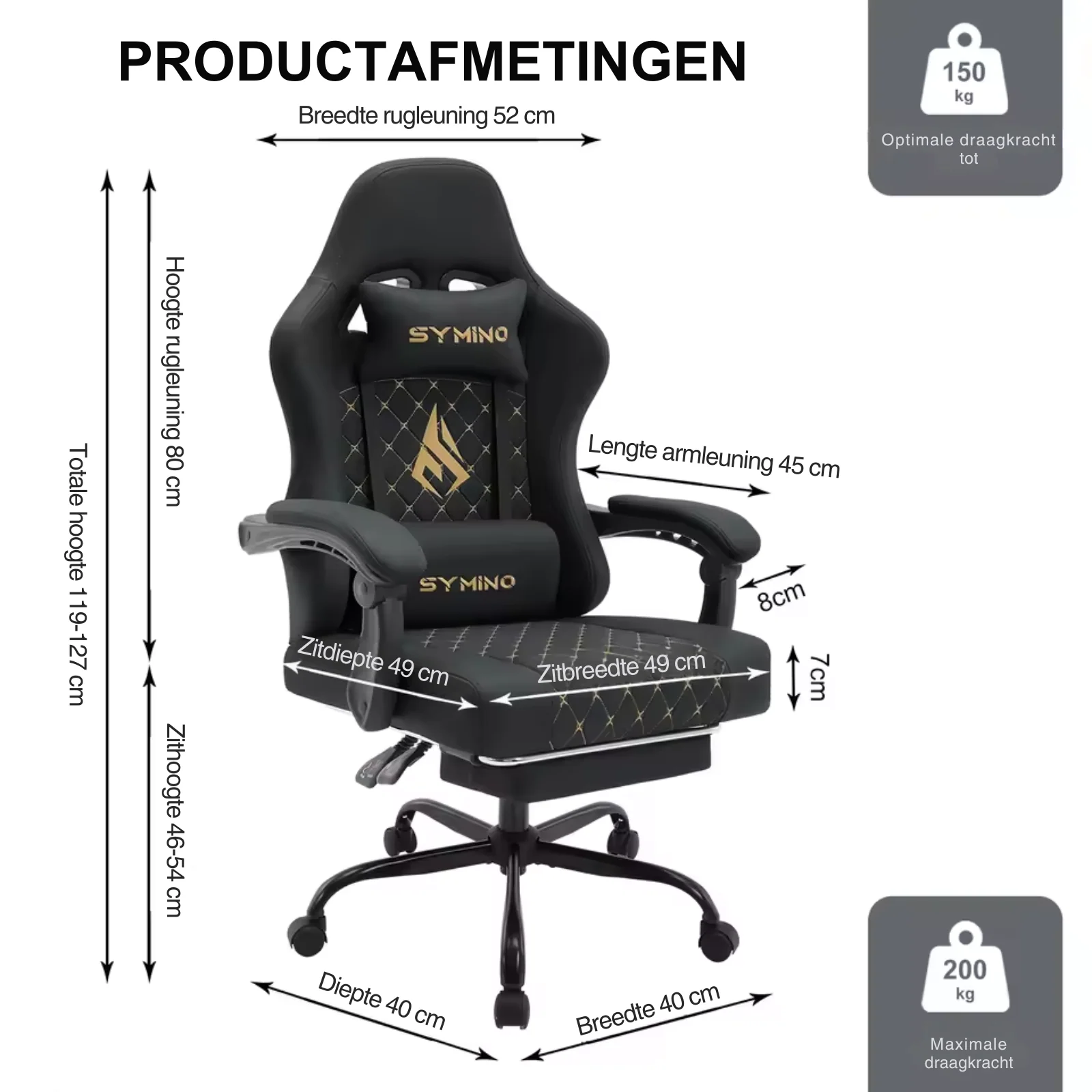 Cronan - Racing Gamingstoel met Voetensteun en Verstelbare Armleuningen - Image 6