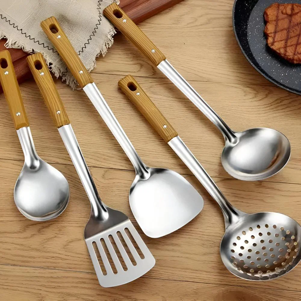 Culinor - RVS Keukenhulpen Set Met Houten Handvat 5 Delig - Image 3