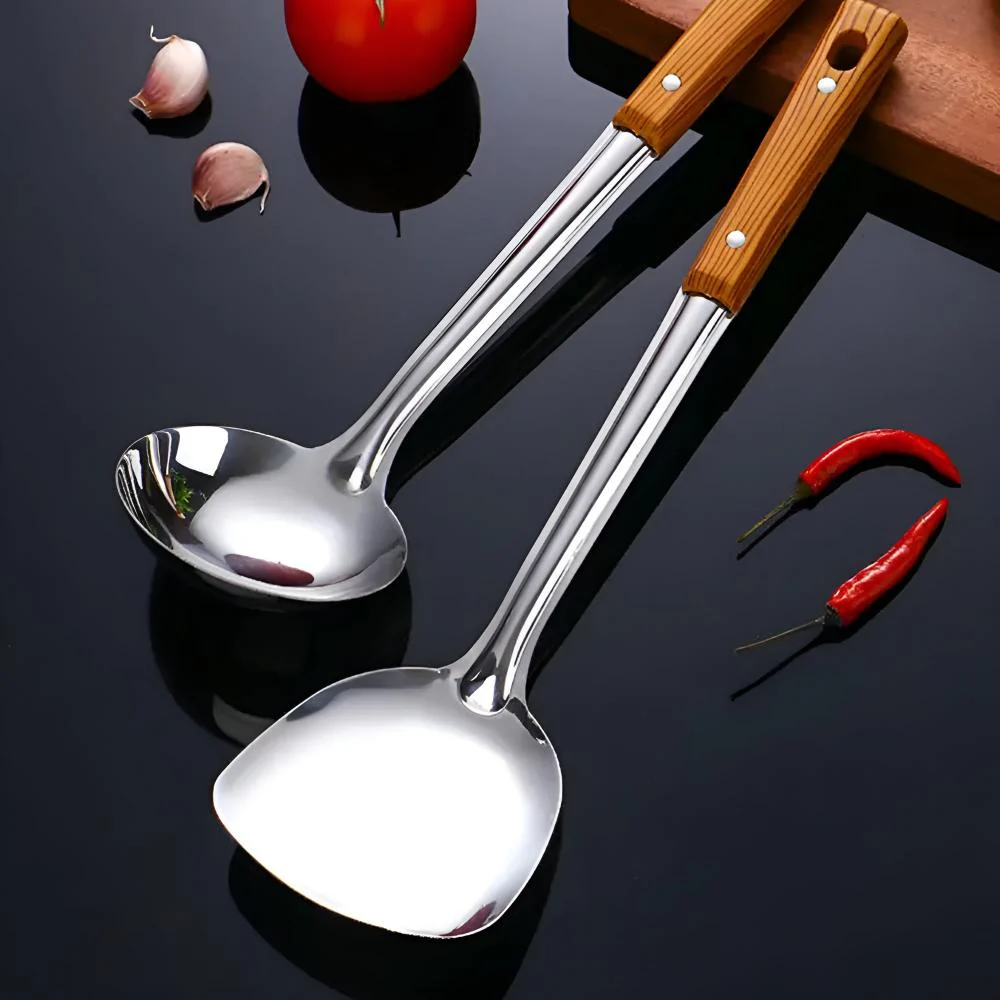 Culinor - RVS Keukenhulpen Set Met Houten Handvat 5 Delig - Image 4