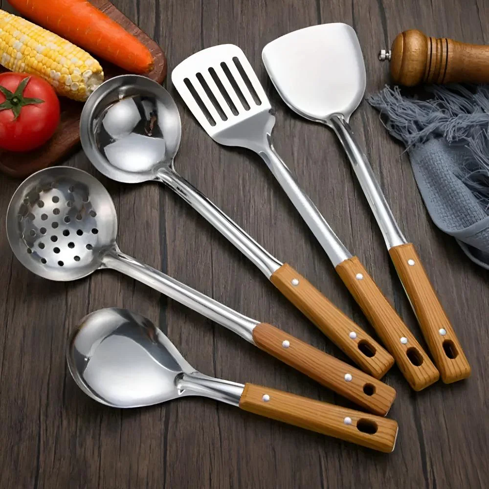 Culinor - RVS Keukenhulpen Set Met Houten Handvat 5 Delig - Image 5