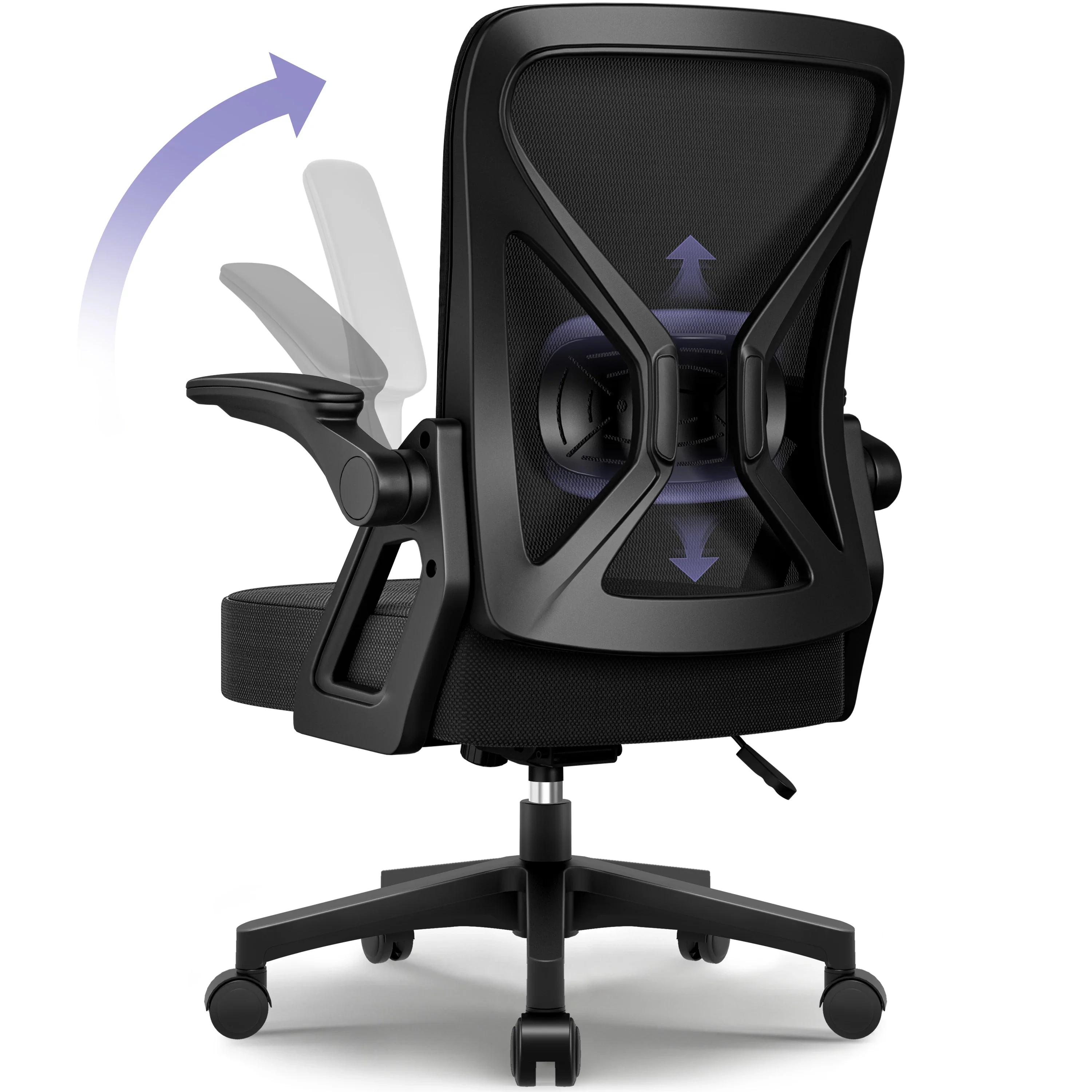 Cymara - Ergonomische Bureaustoel met Inklapbare Armleuningen, Verstelbare Rug en Hoofdsteun - Image 7