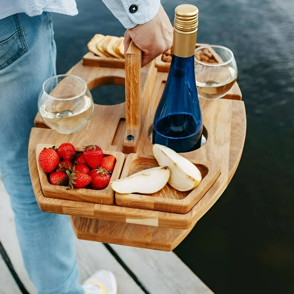 Dionara - Opvouwbare Houten Picknicktafel met Wijnhouder - Image 3