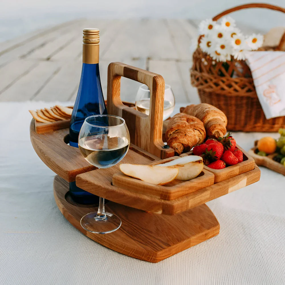 Dionara - Opvouwbare Houten Picknicktafel met Wijnhouder - Image 4
