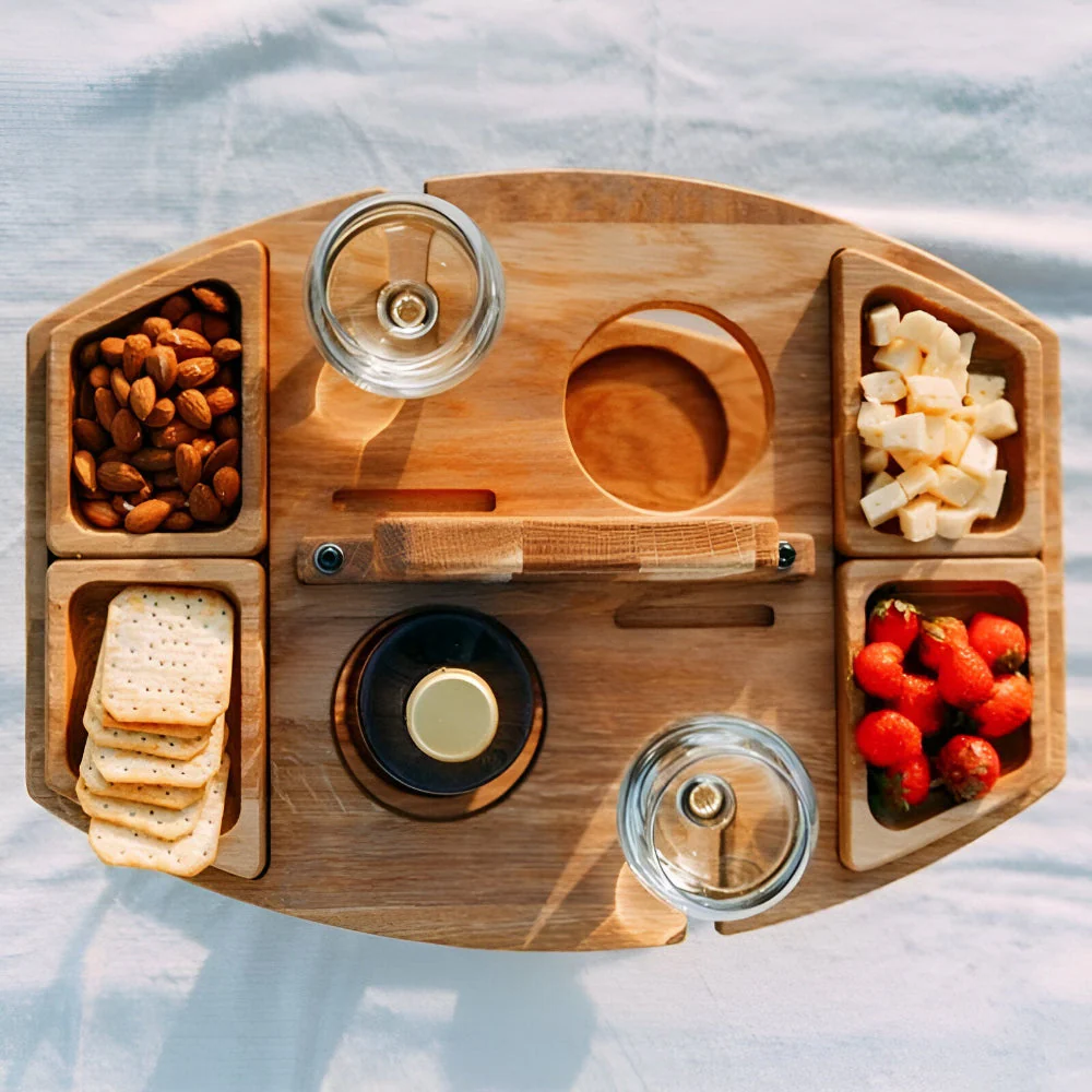 Dionara - Opvouwbare Houten Picknicktafel met Wijnhouder - Image 5