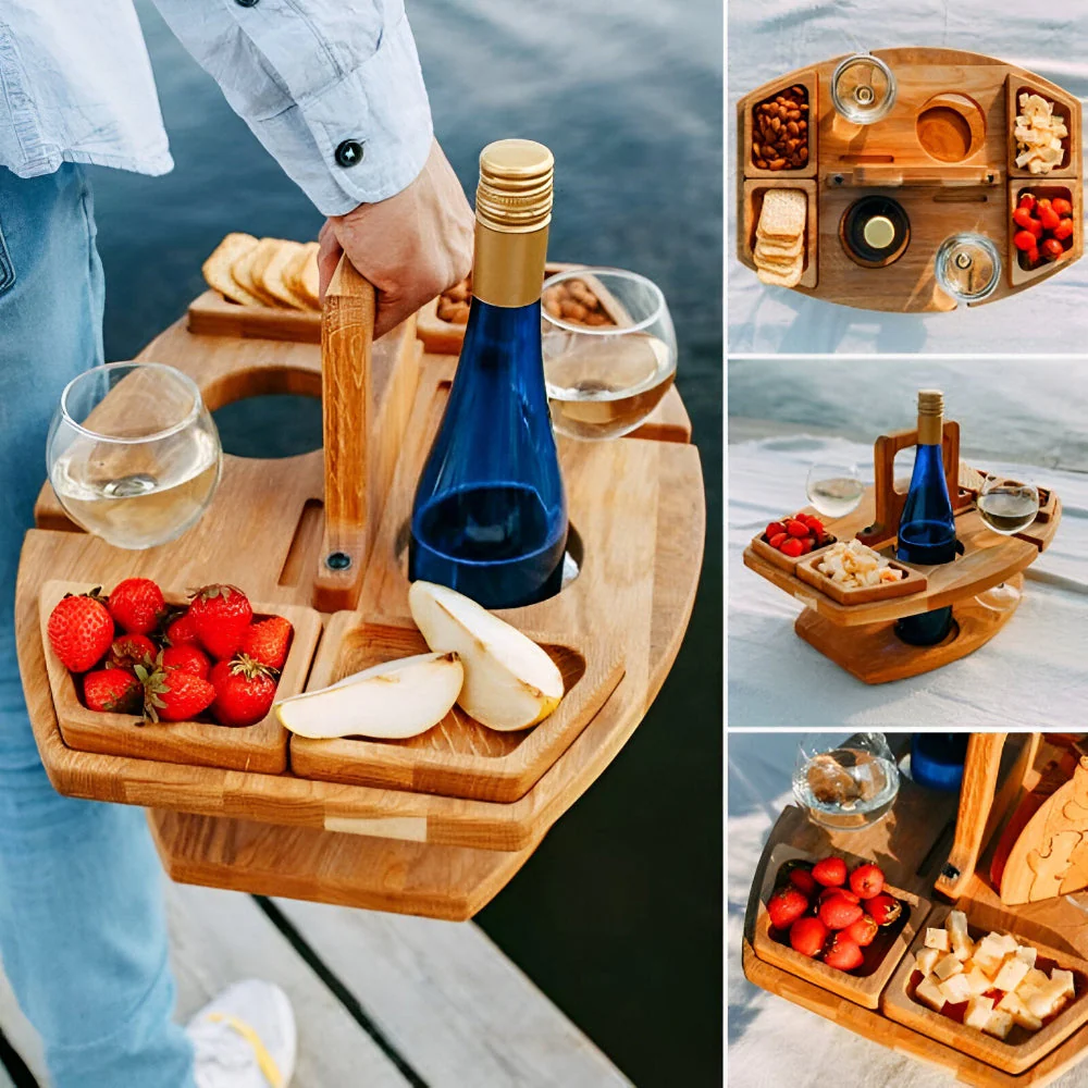 Dionara - Opvouwbare Houten Picknicktafel met Wijnhouder - Image 7