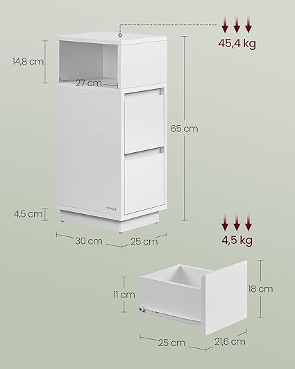 Dirella - Smalle Nachtkastjesset met Lades en Open Compartiment 2-Delig - Image 2