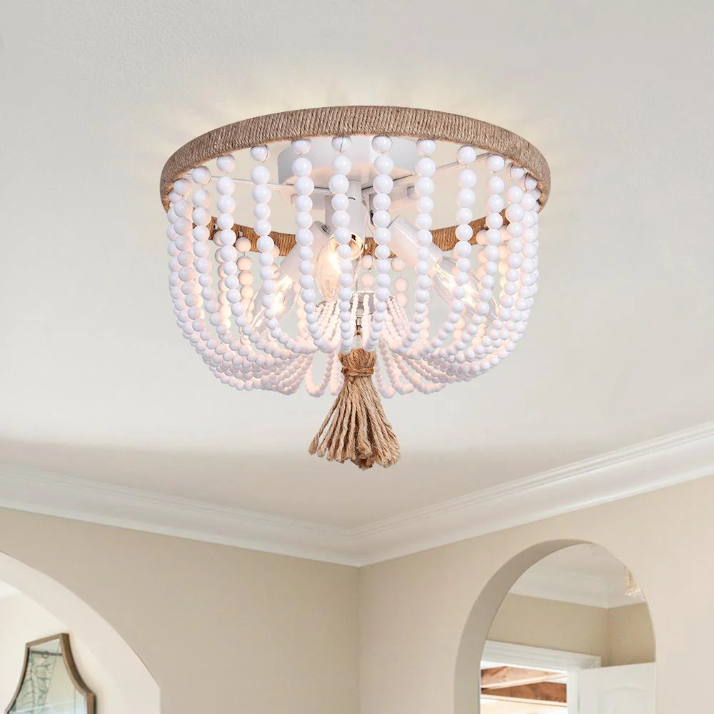 Dlyra – Bohemian Houten Kralen Plafondlamp - Image 2