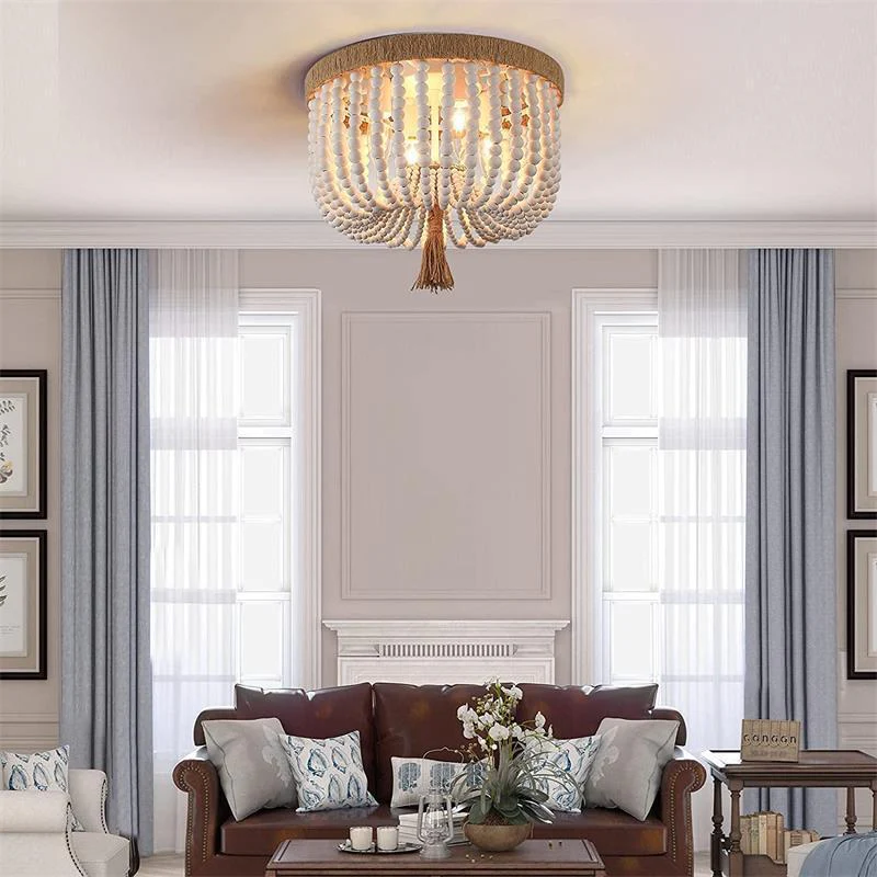 Dlyra – Bohemian Houten Kralen Plafondlamp - Image 5
