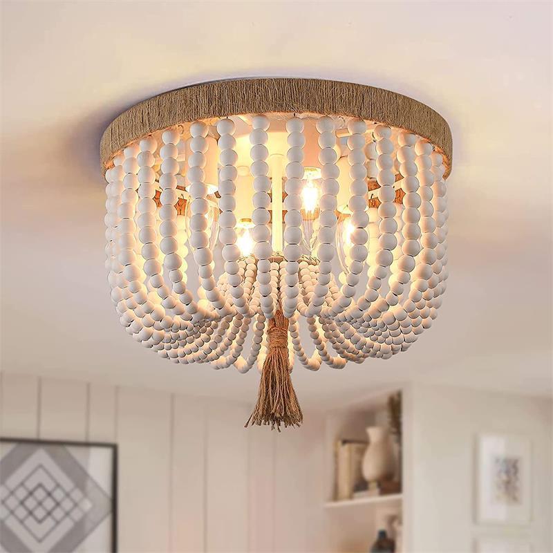 Dlyra – Bohemian Houten Kralen Plafondlamp - Image 6