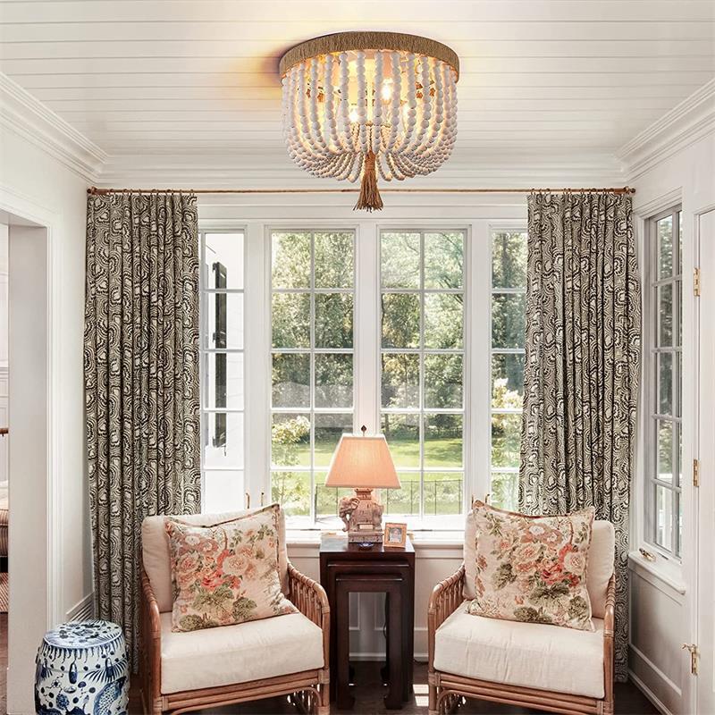 Dlyra – Bohemian Houten Kralen Plafondlamp - Image 7