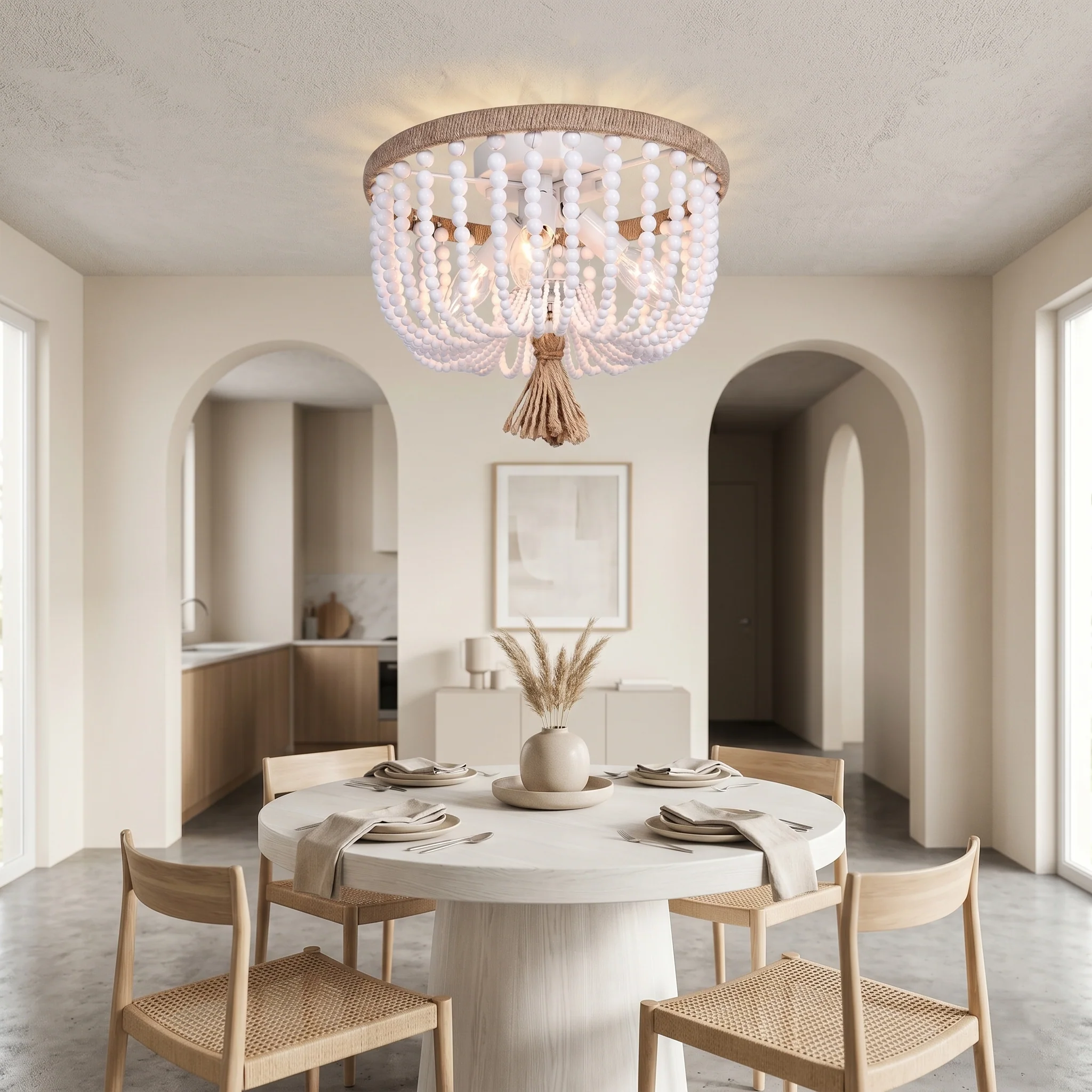 Dlyra – Bohemian Houten Kralen Plafondlamp - Image 8