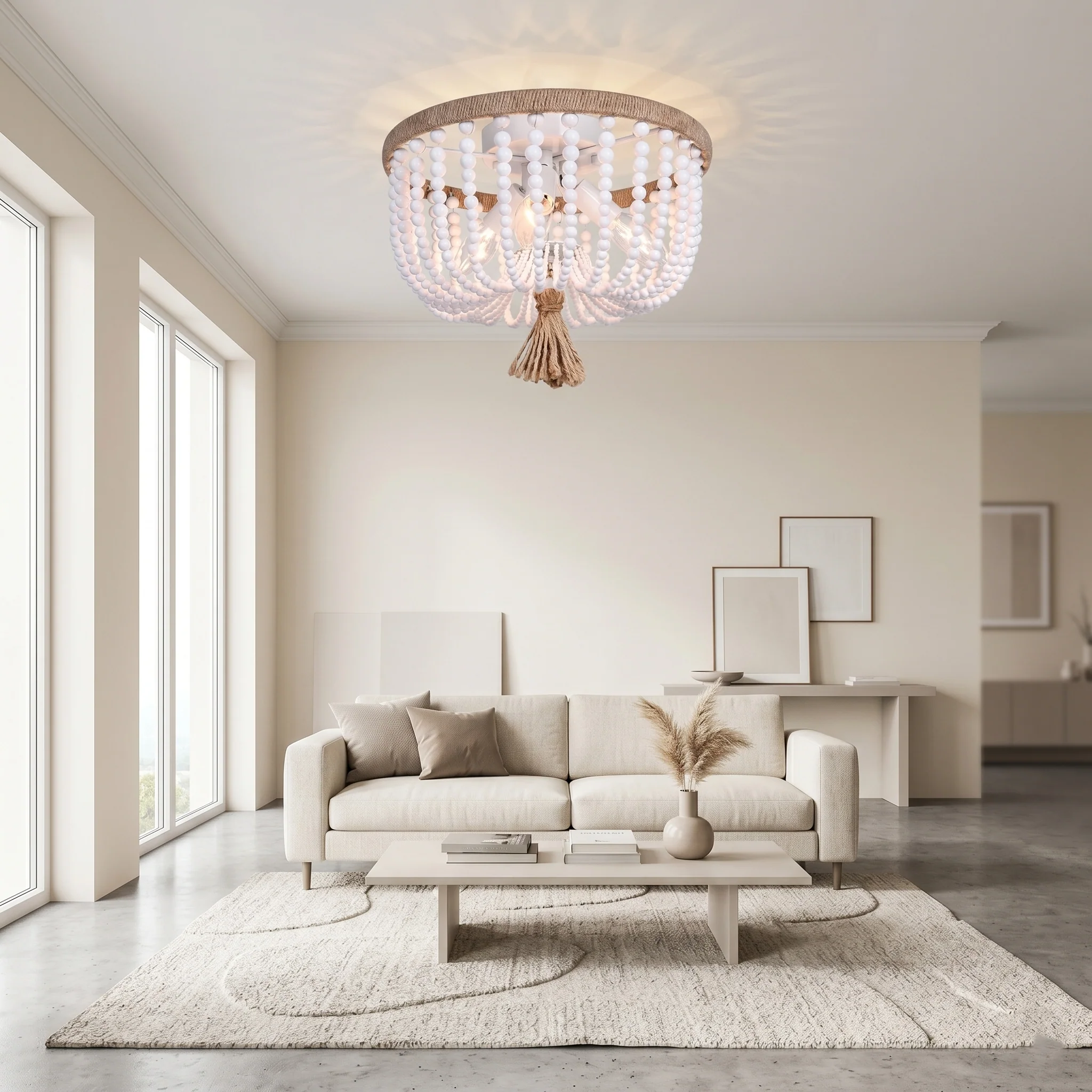 Dlyra – Bohemian Houten Kralen Plafondlamp - Image 9