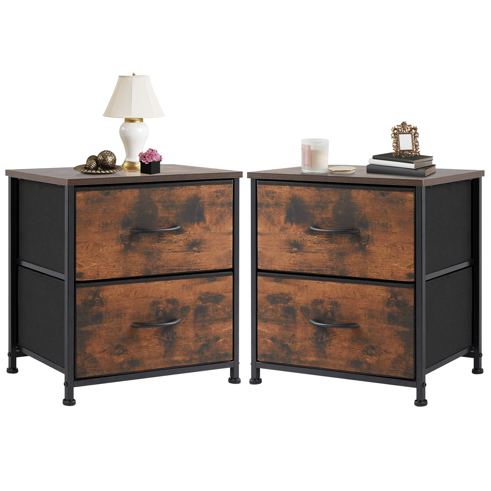 Elandra - Nachtkastje of Bijzettafel met 2 Stoffen Lades voor Slaapkamer of Woonkamer - Image 11