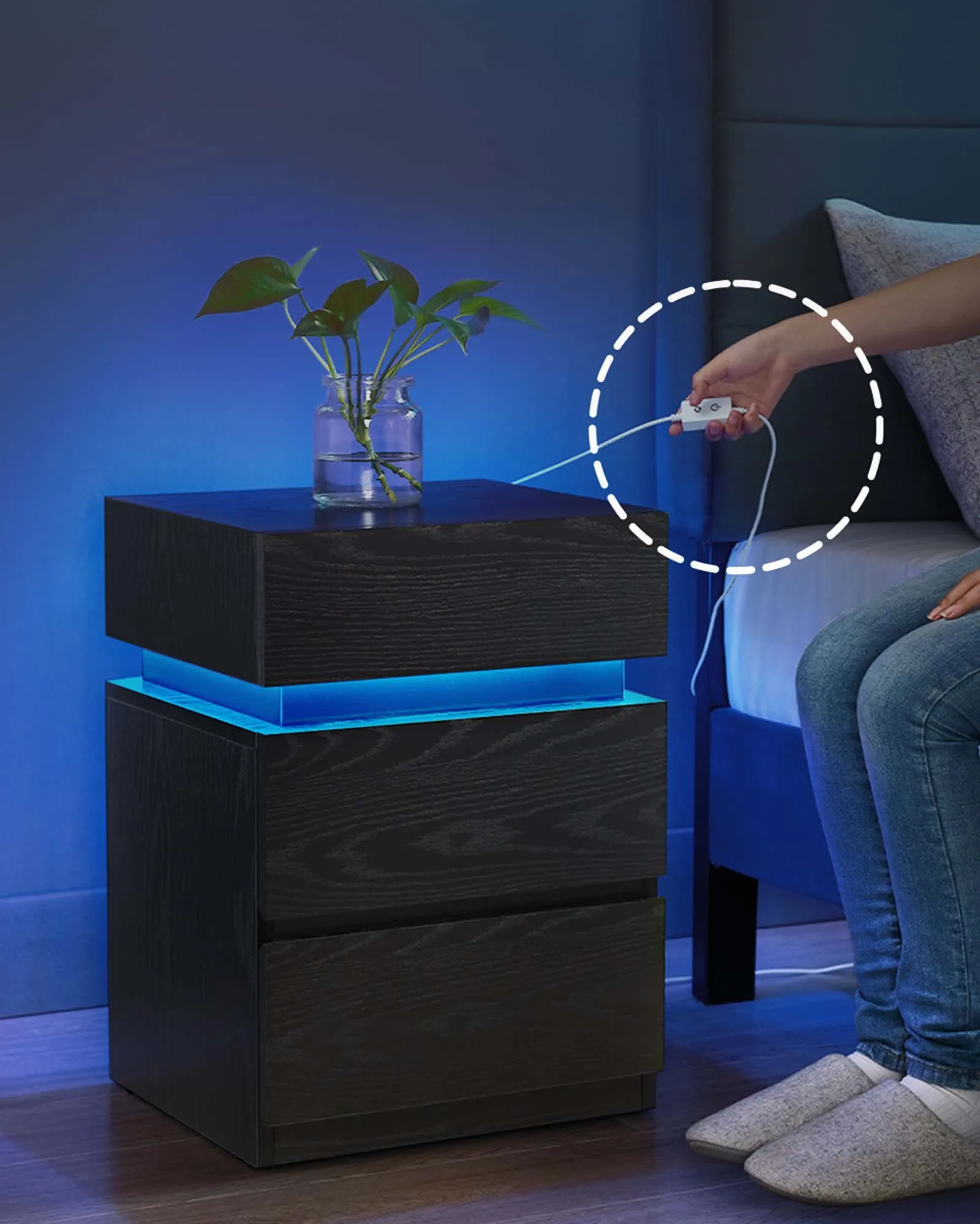 Elaris - Nachtkastje met LED Verlichting en 3 Lades voor Slaapkamer of Woonkamer - Image 4