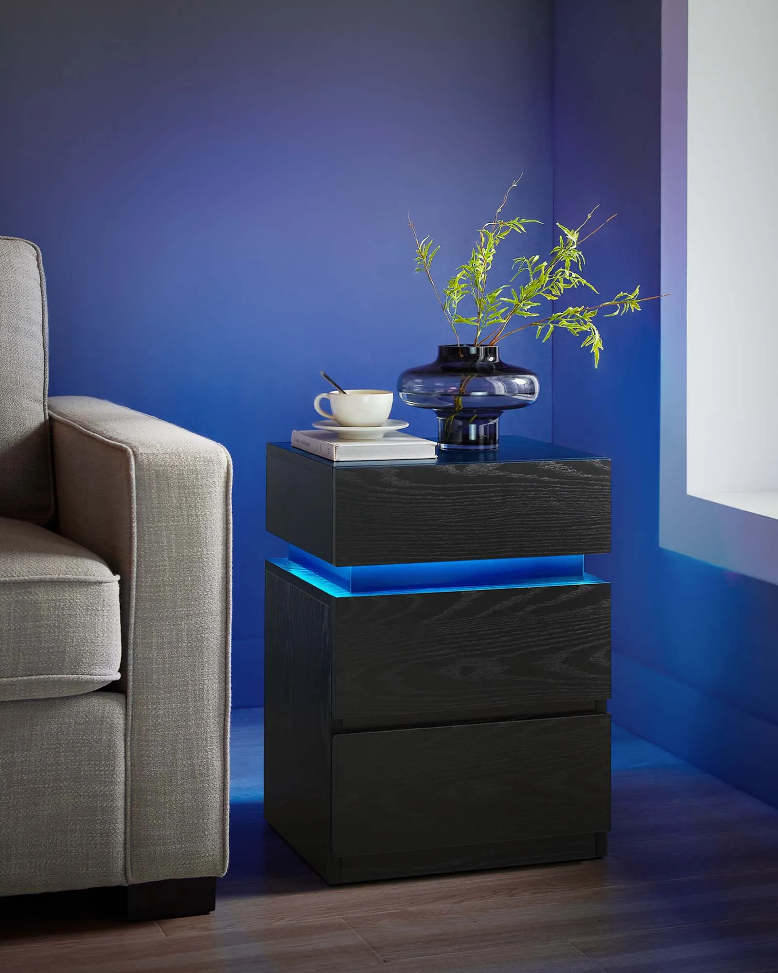 Elaris - Nachtkastje met LED Verlichting en 3 Lades voor Slaapkamer of Woonkamer - Image 6