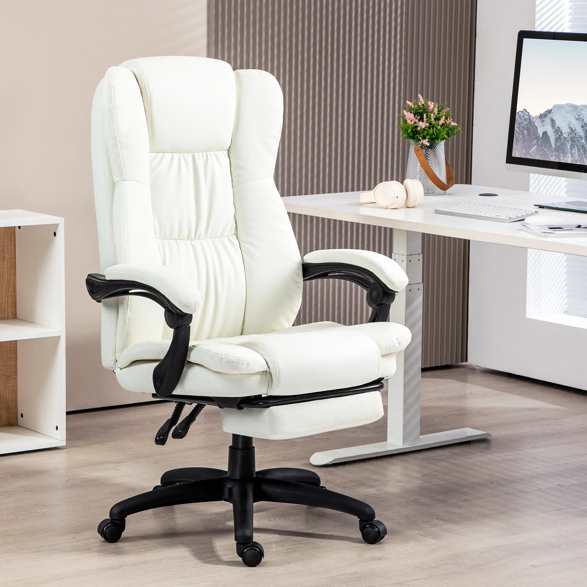 Elvano - Luxe Ergonomische Bureaustoel met Verstelbare Rugsteun en Draaibare Wielen