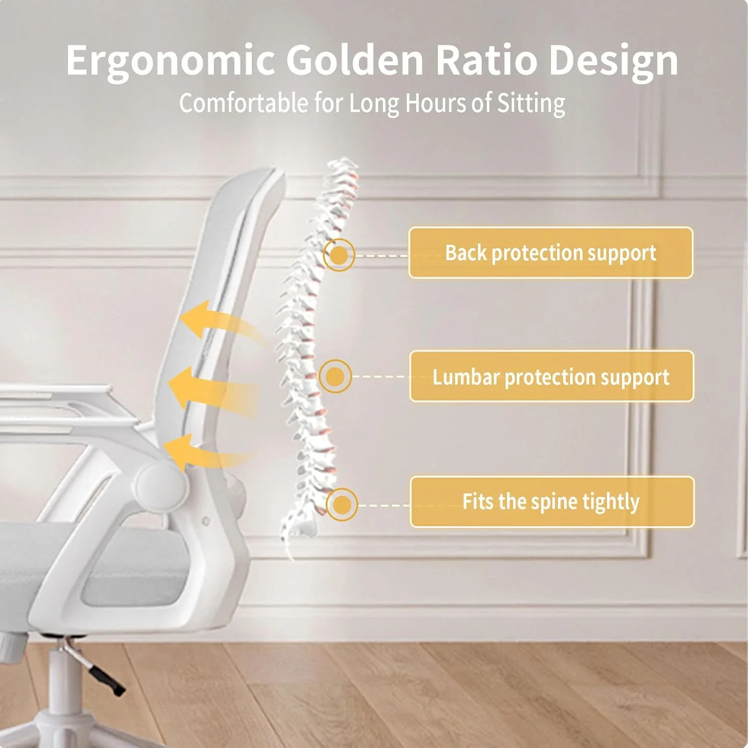 Favora - Ergonomische Mesh Bureaustoel met Inklapbare Armleuningen en Lendensteun - Image 6