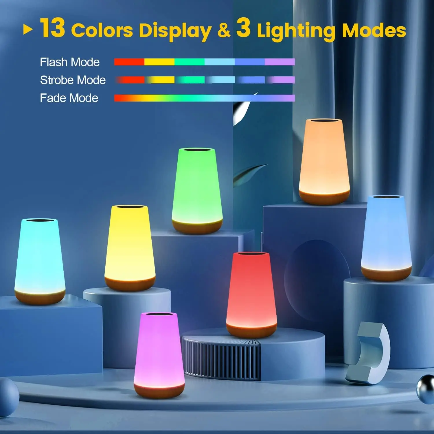 Glowino - Draagbare Nachtlamp met 13 Kleuren en Touchbediening - Image 3