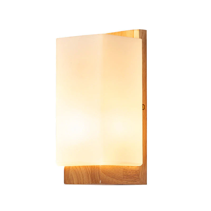 Hikari – Houten Glazen Rechthoekige LED Wandlamp