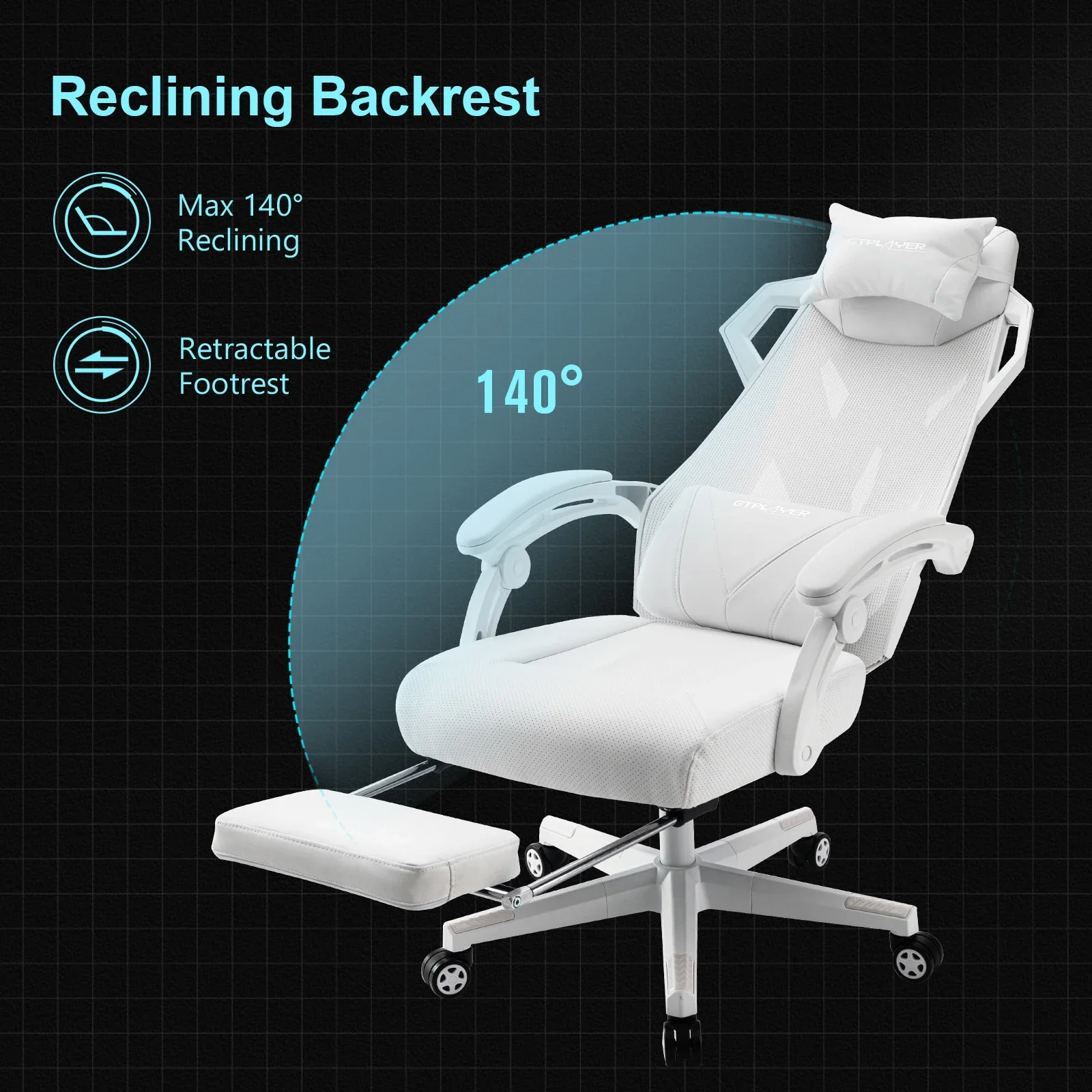Ilyra - Ergonomische Gamingstoel met Hoofdsteun, Lendensteun en Verstelbare Armleuningen - Image 3