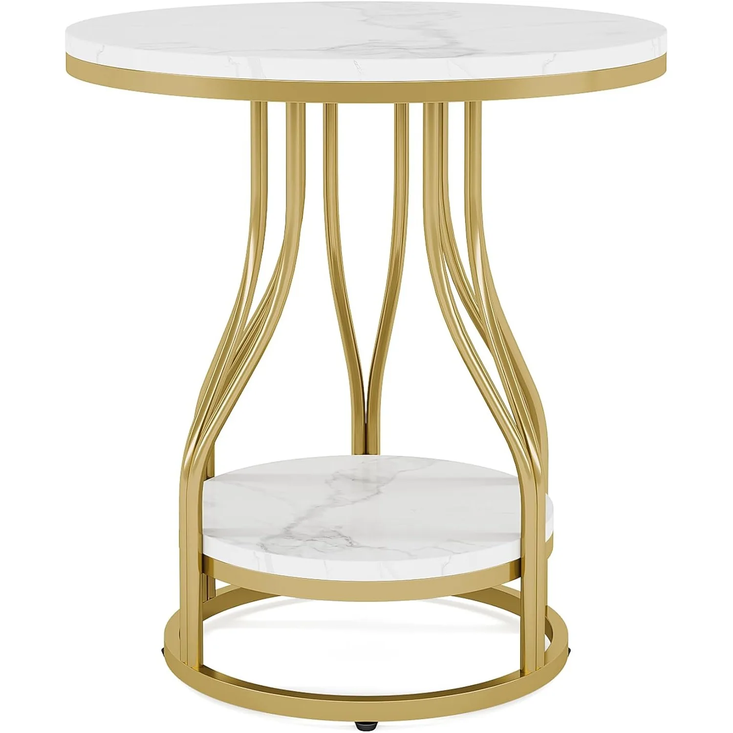 Isavelle - Ronde Bijzettafel Tweelaags met Metalen Frame en Handige Opbergruimte - Image 5
