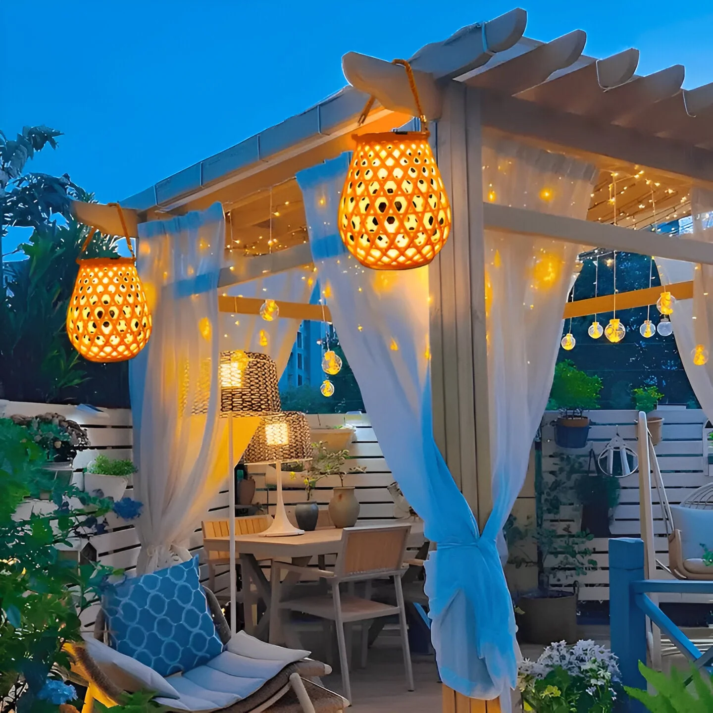 Isavora - Solar Tuinlamp met Gevlochten Bamboe-look - Image 2