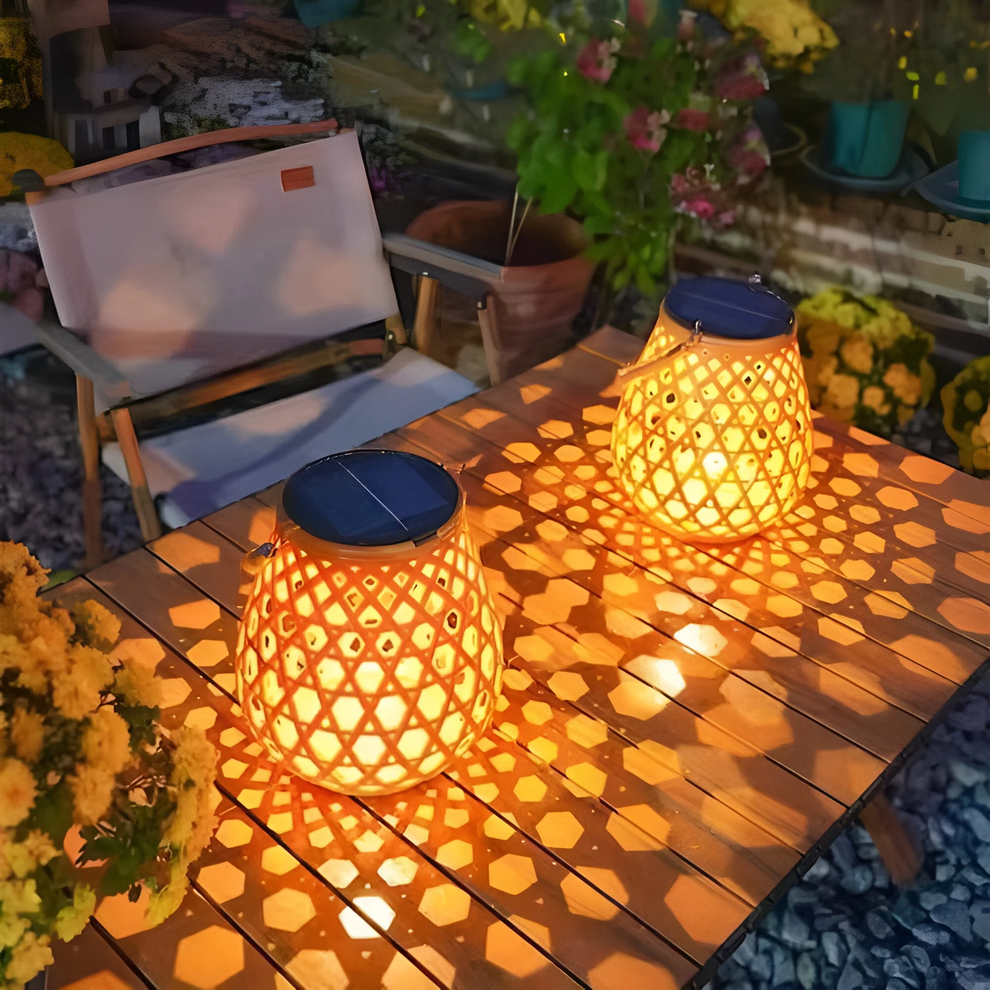 Isavora - Solar Tuinlamp met Gevlochten Bamboe-look - Image 5